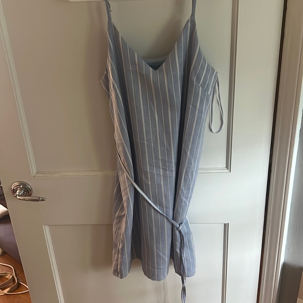 blue and white pinstripe sundress